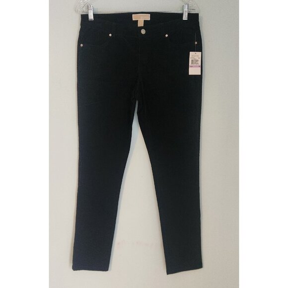 Michael Kors Velvet Corduroy Pants Black‎ Straight Leg Stretch Womens 6 NEW NWT - Picture 3 of 11
